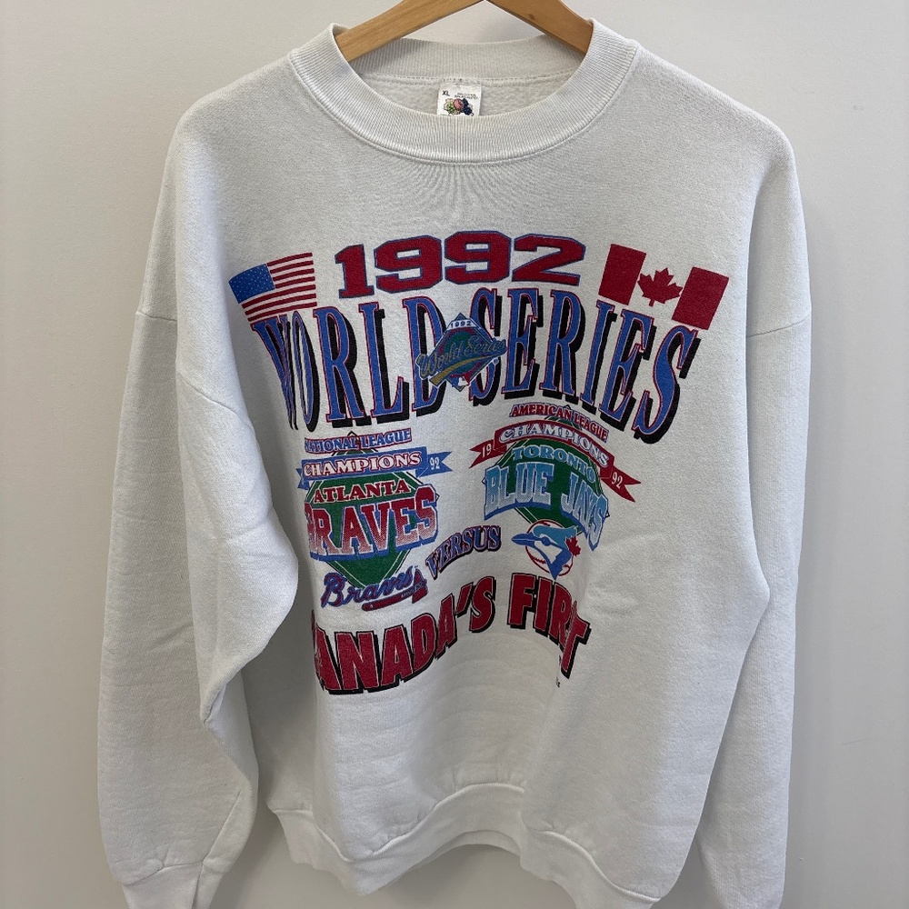 Vintage 1992 World Series Blue Jays Sweater in White, Size XL